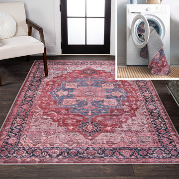 Maris Ornate Medallion Washable Area Rug